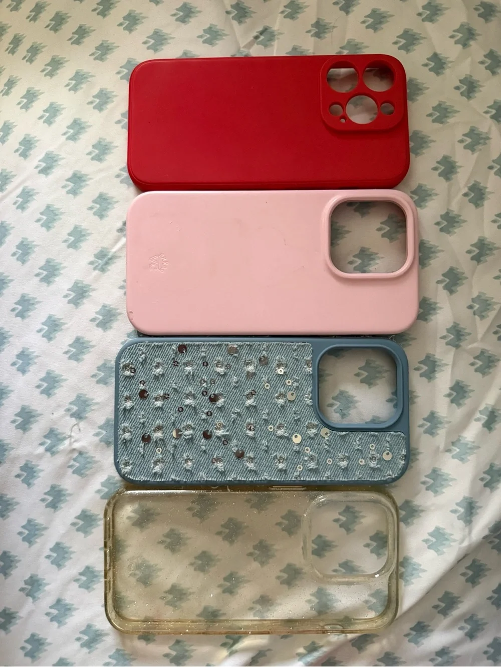 Red, Pink, Blue, and Clear Decorative iPhone Case Set